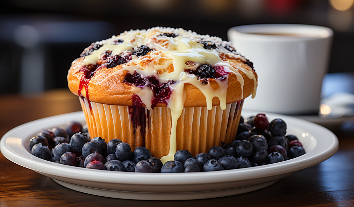 a-blueberry-muffin-with-a-drizzle-of-icing-on-top-of